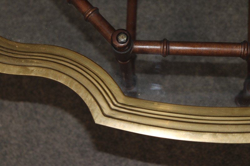 Fine Quality Baker Furniture Brass Tray Top Faux Bamboo Coffee Table gallery