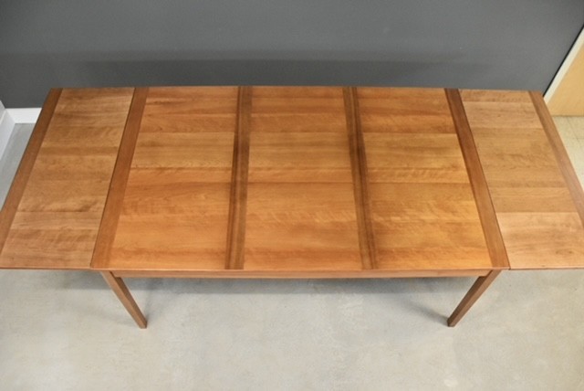 Refinished 72”-111” Danish Modern Cherry Draw Leaf Dining Table gallery