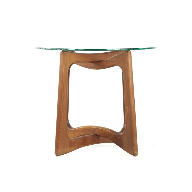 Adrian Pearsall Mid Century Walnut and Glass Side Tables - Pair gallery