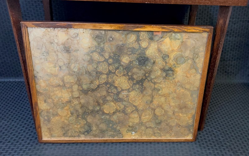 MCM Hollywood Regency Gold Agate Laminate top wood stacking tables Vintage RARE gallery