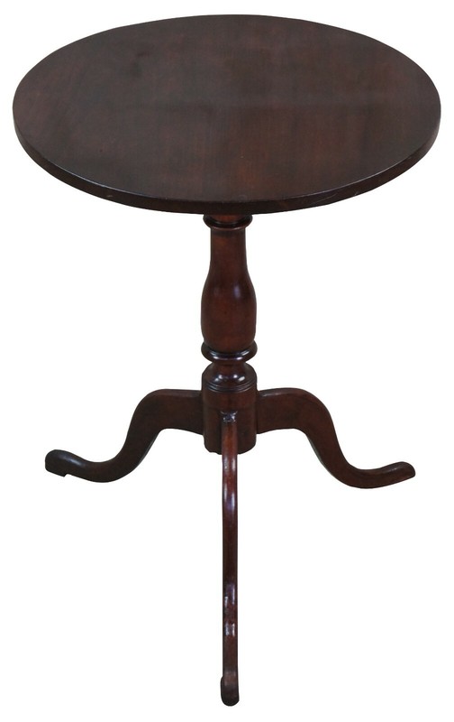 Antique 18th Century Queen Anne Mahogany Candle Stand Pedestal Table Tripod Base