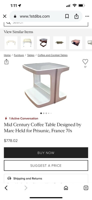 1970s French Space Age Table by MARK HELD for Prusunic gallery