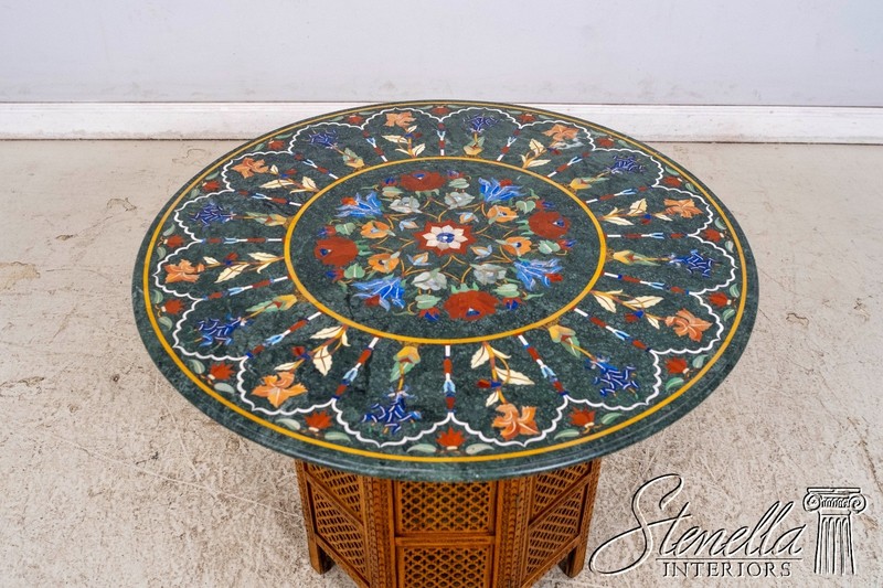 L70029: PIETRA DURA Inlaid Marble Top Anglo Indian Center Table gallery