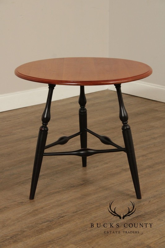 Custom Crafted Windsor Style Round Cherry and Ebonized Maple Side Table gallery