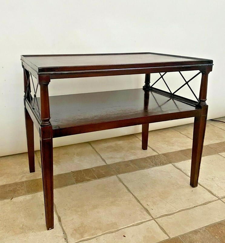 Vintage Hekman Table bottom shelf two tier Mahogany high quality gallery