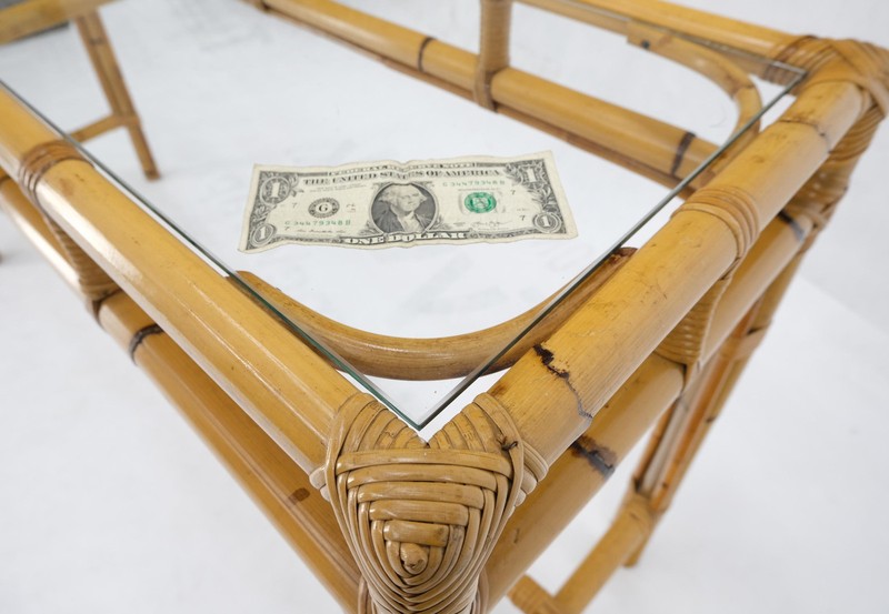 Mid-Century Modern Bamboo Glass Top Console Sofa Table gallery