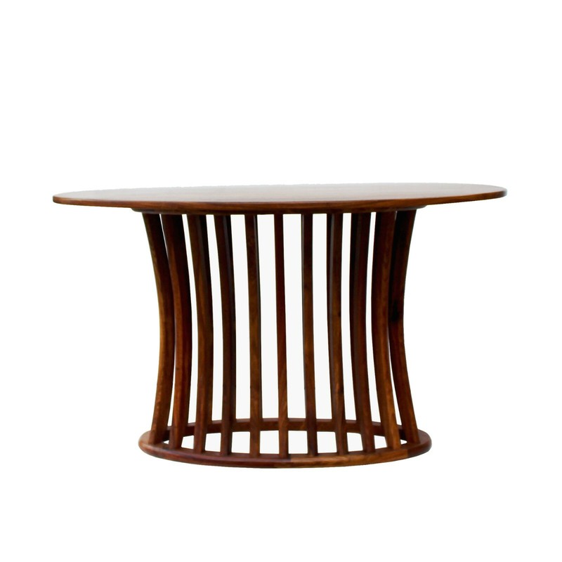 Chinese Oval Light Brown Rosewood Entryway Foyer Pedestal Table cs5066