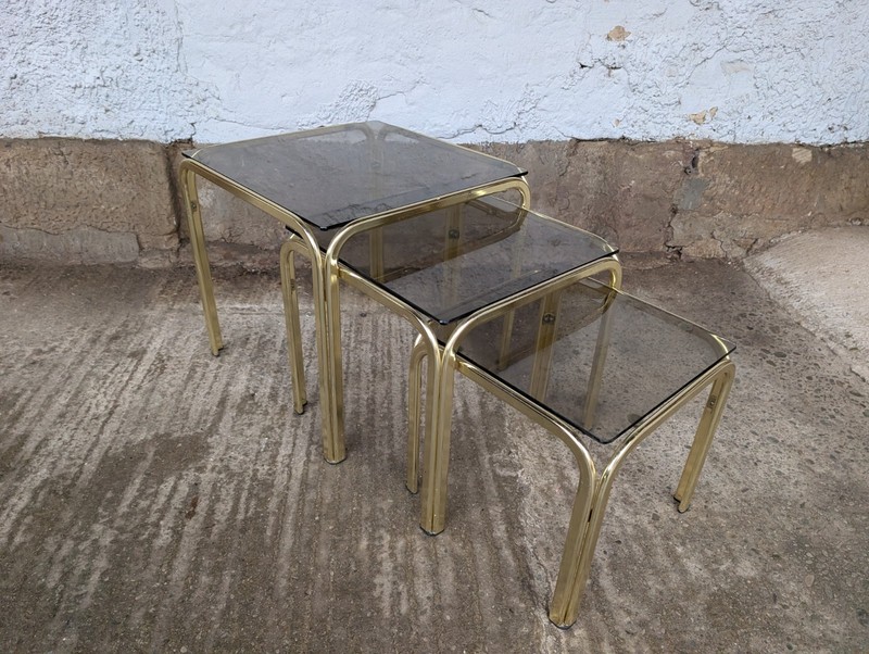 Nesting Tables 3X Side Tables Coffee Table 70S Hollywood Regency Vintage 80S gallery