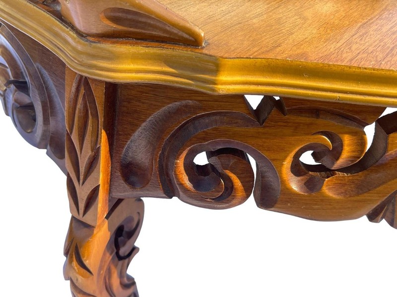 Baroque Style Coffee Tea Table with Glass Top Handcarved Wood gallery