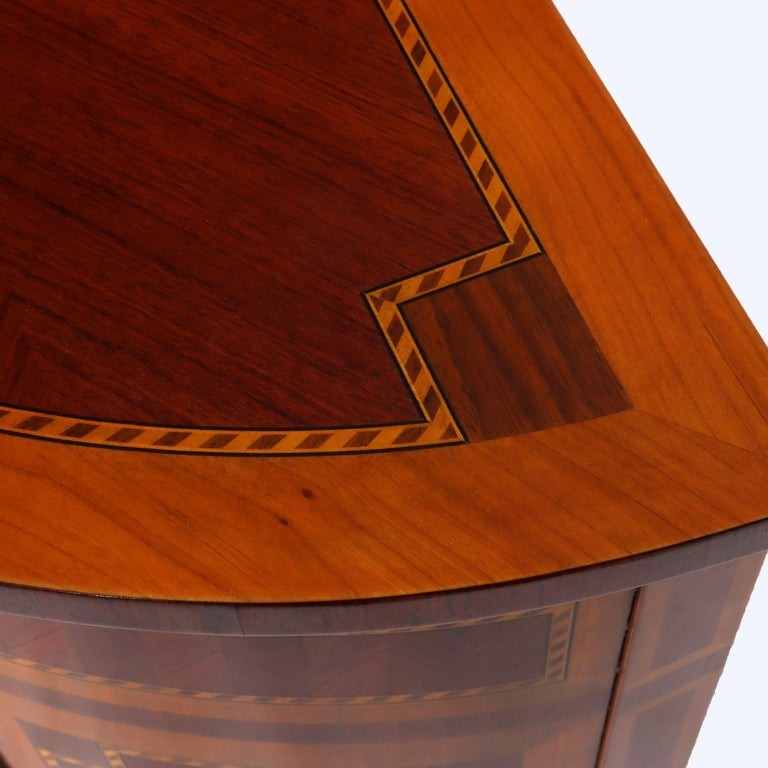 Pair Italian Hepplewhite Style Satinwood & Rosewood Inlaid Demilune Consoles gallery