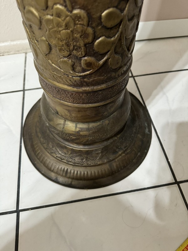 Vintage Brass Fretwork Plant Stand Table 36 In Tall gallery