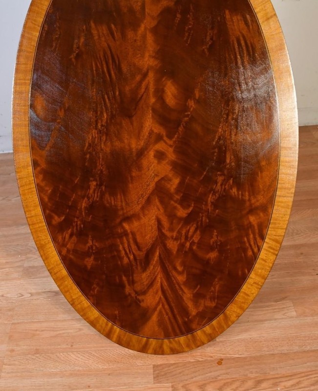 Vintage Ethan Allen Regency style Flame Mahogany banded Satinwood Coffee Table gallery