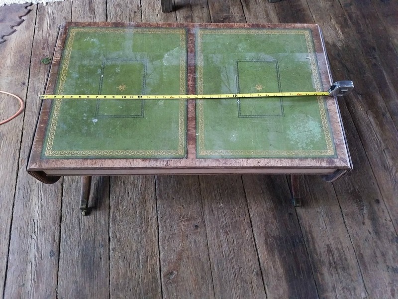 Antique English Coffee Or Side Table with drop leaf gallery