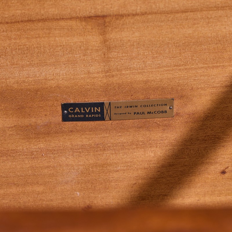Paul McCobb for Calvin Mid Century Walnut and Cane Coffee Table gallery
