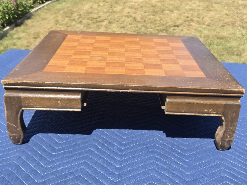 Vintage Asian Chinese Custom Chess Table with drawer 22 X 22 X 7" gallery