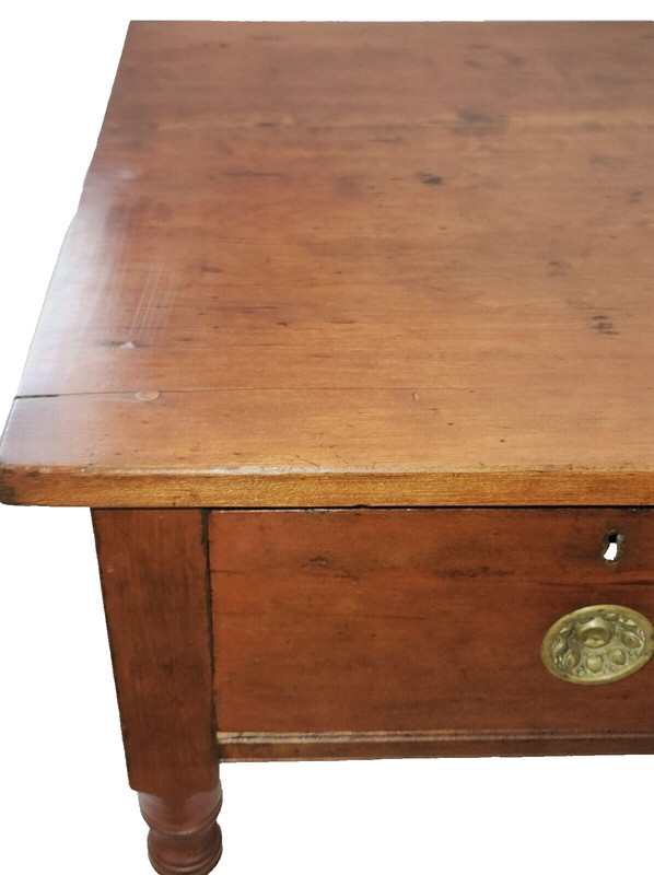 Rare Sugar Table, Stand, Cherry, Large Skirt Drawer, c1840, 30.5"t, gallery