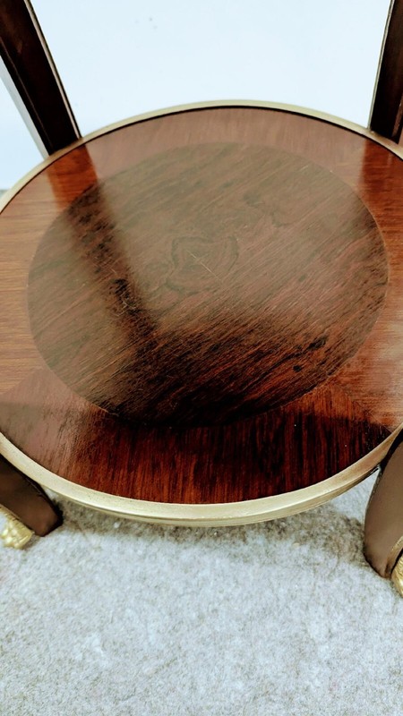 Vintage French Louis XVI Style Round Side Table Blanco Ibiza Marble gallery