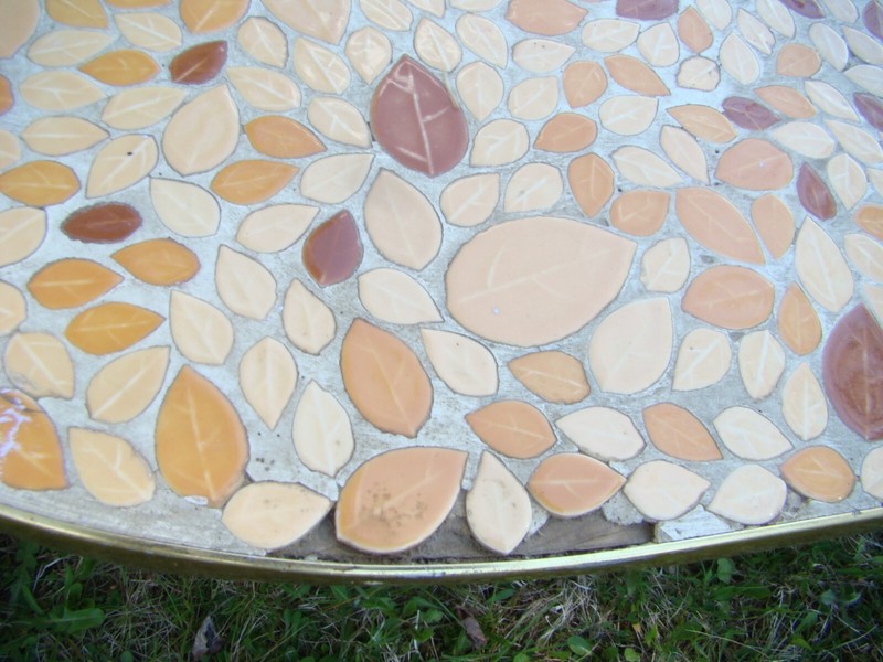 Vintage Modern Mosaic Kidney Shape Tile Coffee Table gallery