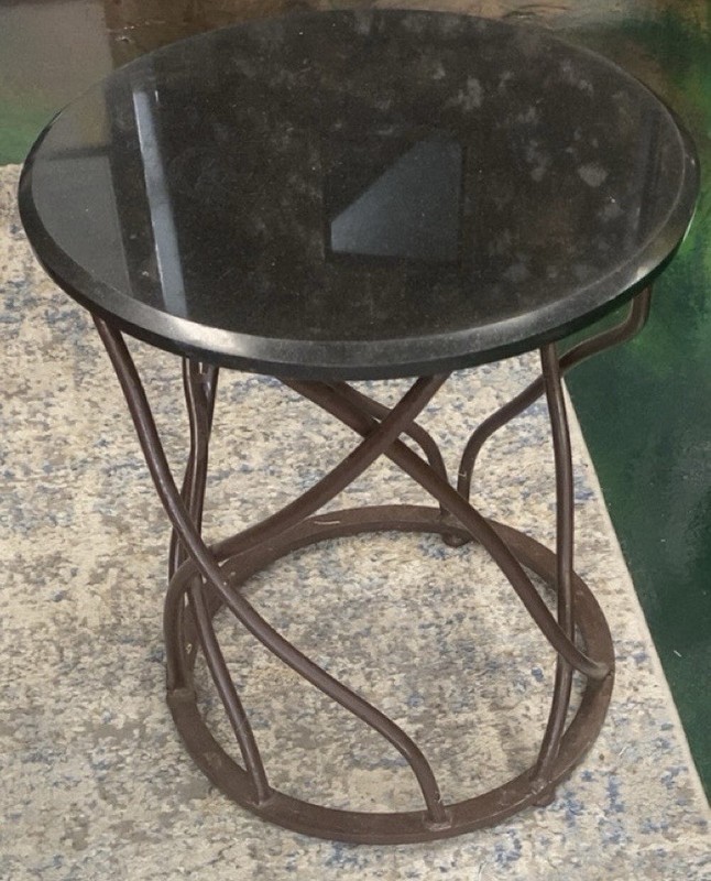 Wrought Iron Base, Black Stone Top Side Tables - Project Piece Potential gallery