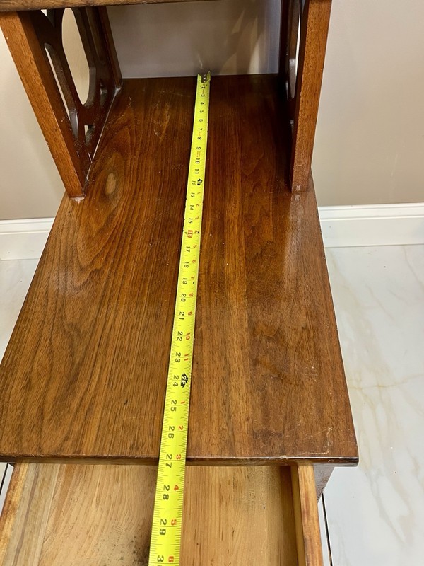 Mid Century Oak Step End Table / Side Table with Drawer gallery