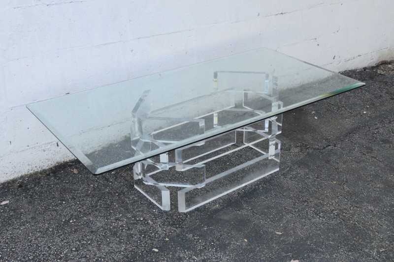 Mid Century Modern Lucite Acrylic Glass Top Coffee Table 5944