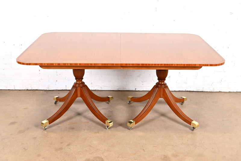 Baker Furniture Double Pedestal Extension Dining Table, Newly Refinished gallery