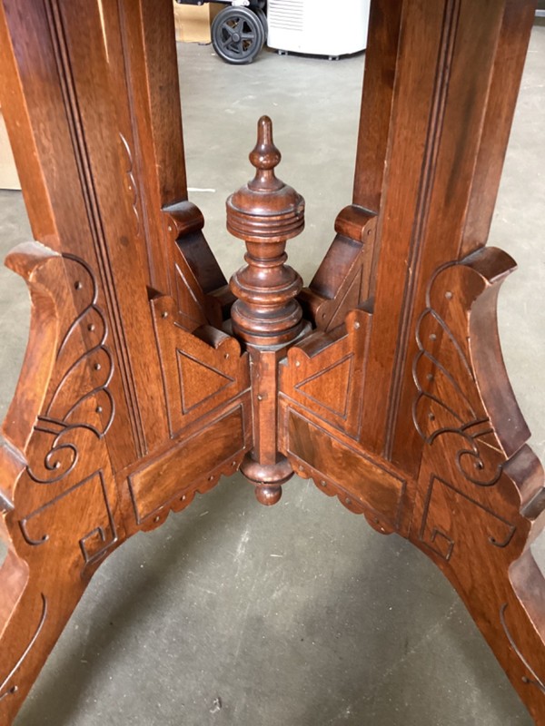 Walnut Parlor Table With White Marble Top 19” x 27” x 29.5T Beautiful Wood Work gallery