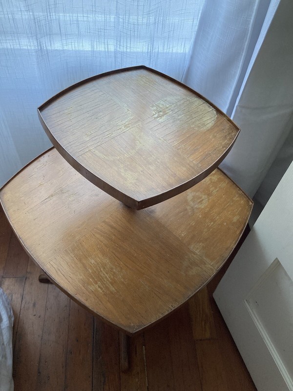 Vintage MCM Mid Century Modern Rounded square Two Tiered Table gallery