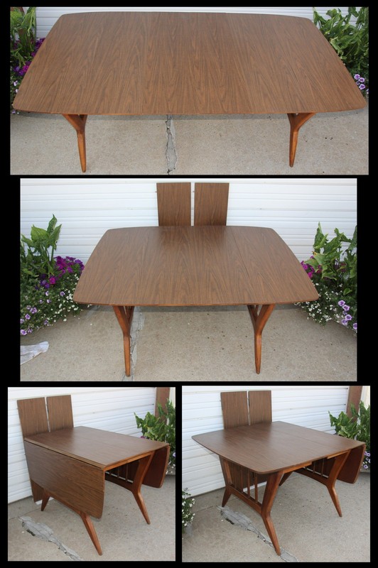 Danish MCM Mid-Century Modern Garrison Expanding DropLeaf Table +2 LS Acme Slide gallery