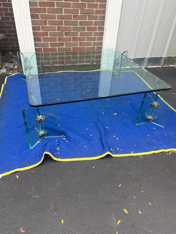 1970s Postmodern Glass and Brass Coffee Table by Leon Rosen for Pace Collection gallery