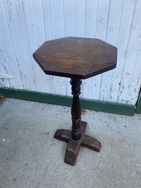 Antique Black Walnut Side Table Wood 1930s Vintage 24.5 inches Tall Dated 1934