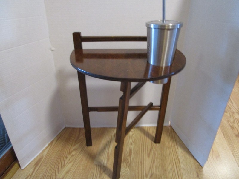 Vintage Wooden foldable side table Demilune gate-leg Smoke stand 18.5″H 1930’s