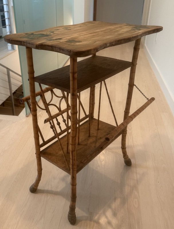 Victorian Burnt Bamboo & Cane Magazine/Accent Table 29 x 26 x 14” gallery