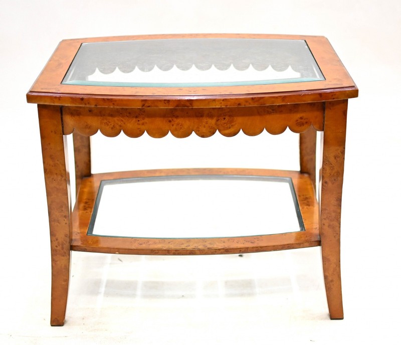 Biedermeier Side Table Walnut Glass Top