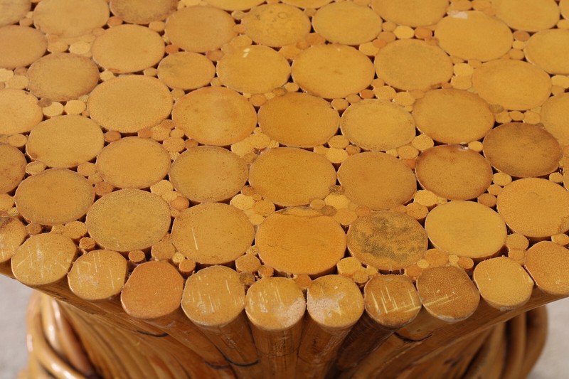 Authentic Signed McGuire Organic Sculptural Rattan Sheaf of Wheat Dining Table gallery