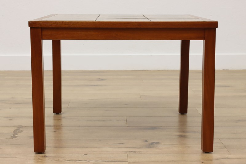 Midcentury Modern Vintage Teak & Ceramic Tile Coffee Table #54592 gallery