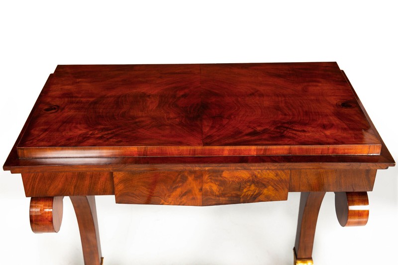 Large Biedermeier Antique Mahogany Pier Mirror and Console Table ca. 1820-40 gallery