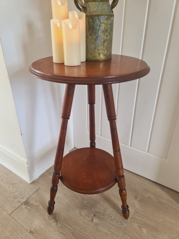 Antique Mahogany Cricket Table Pot Stand Whisky Serving Side Table Turned Legs gallery
