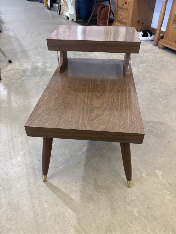 Vintage Mid-Century Modern Two-tier Step End Table Retro Side Table 🔥🔥🔥 gallery