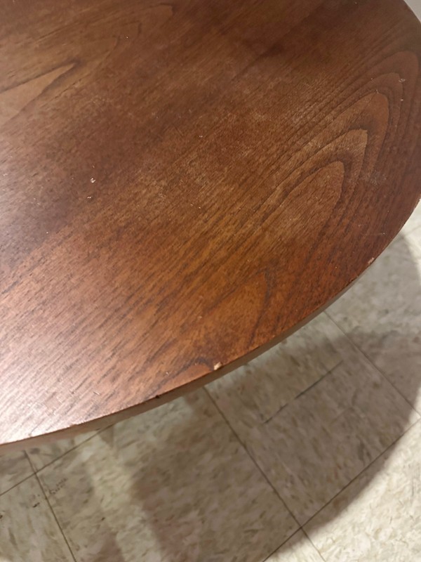 Vintage MCM Round Coffee Table Aluminum 4-Star Pedestal Base Jacobsen Style 1960 gallery