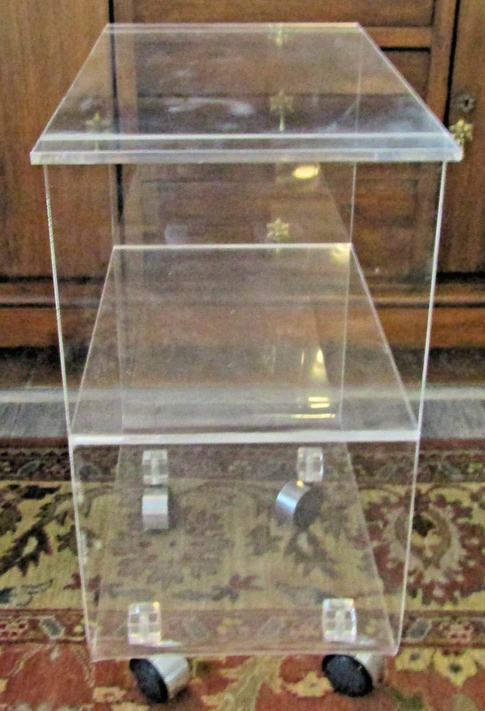 Vintage Lucite Side Table Bar Cart with Casters gallery