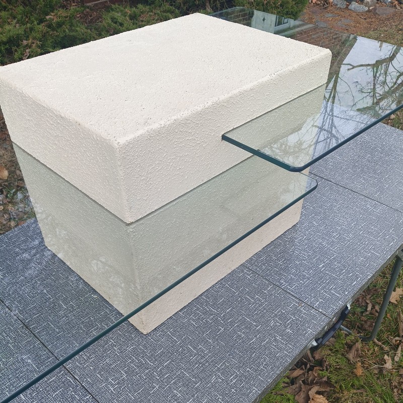 IMPOSSIBLY RARE PERHAPS Last OF ITS kind COFFEE TABLE paintable PLASTER GLASS gallery