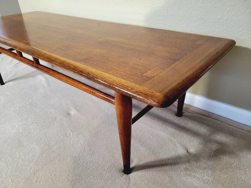VINTAGE DANISH MCM 3 PC. LANE ACCLAIM WALNUT DOVETAILED COFFEE & END TABLE 1964 gallery