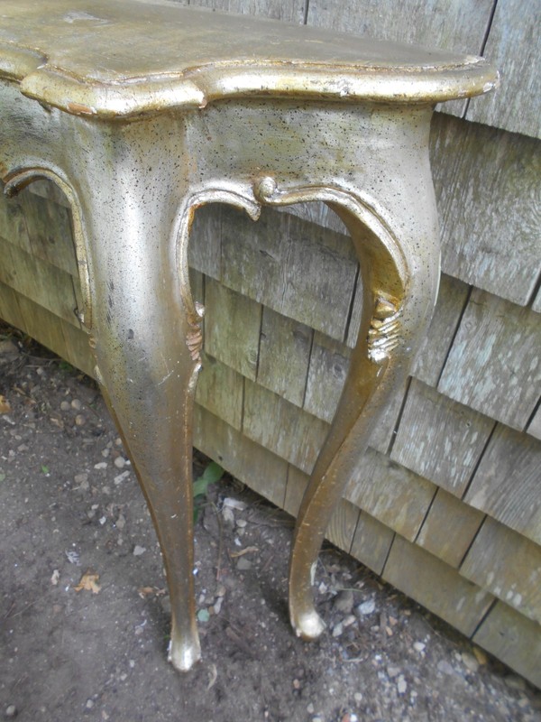 VINTAGE MID CENTURY ROCOCO SILVER GILT CONSOLE TABLE AND MIRROR gallery