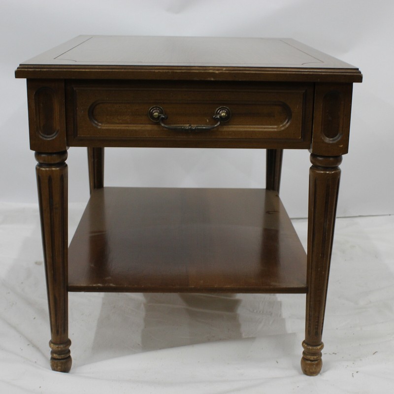 Vintage Mersman Mid Century Modern 2 Tiered End Table With Drawer Model 35-2
