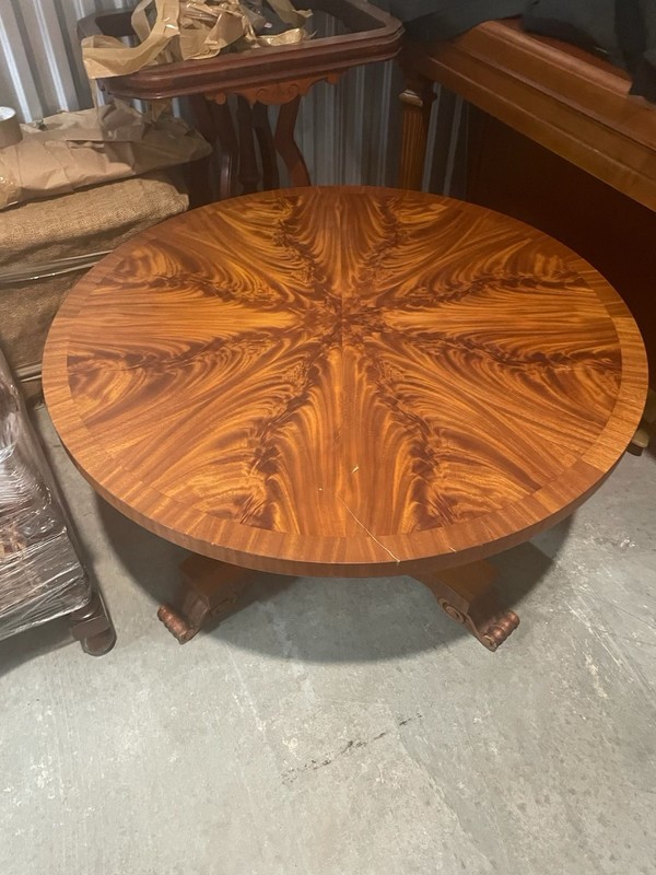 Antique Round Burl Wood Coffee Table