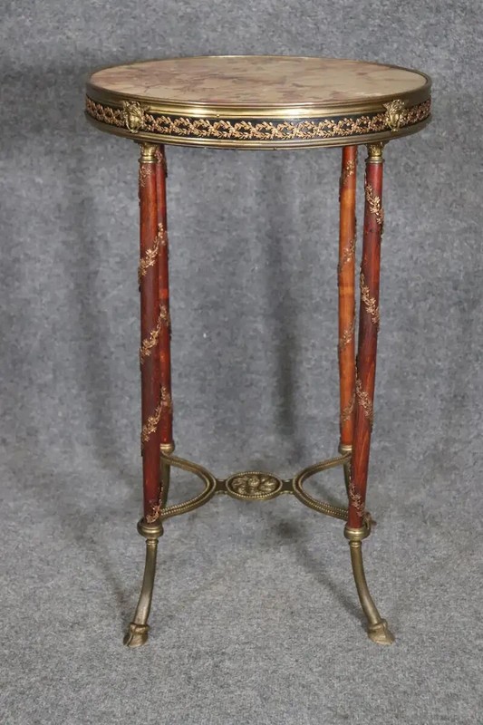 Fine Adam Weisweiler Style Bronze Mounted Breche d' Alep Marble Top Table gallery