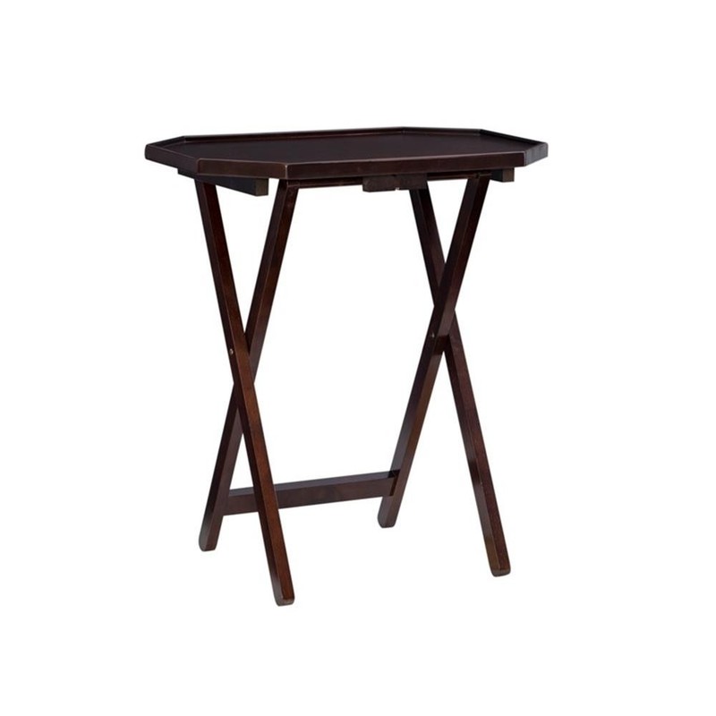 Linon James Wood Five Piece Tray Table Set in Espresso gallery