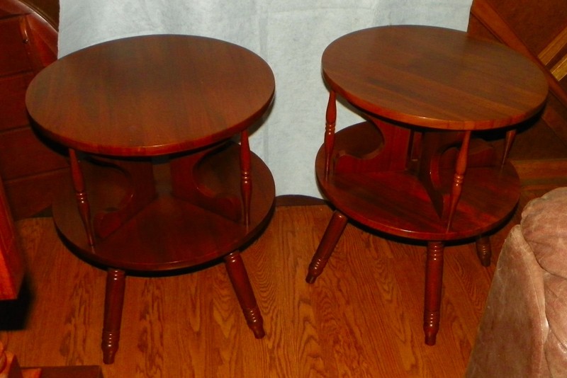 Round Solid Walnut Mid Century End Table (1 table) (ET18)