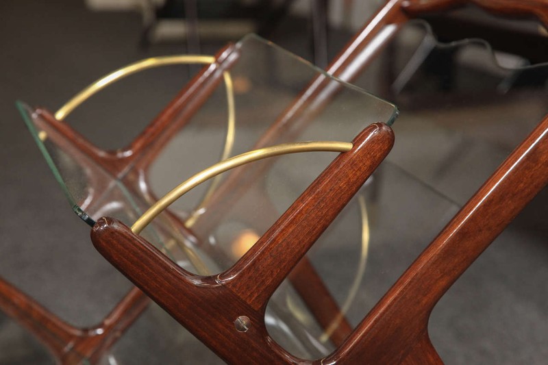 Glass and Walnut Magazine Cart by Cesare Lacca, Italy, 1955 gallery